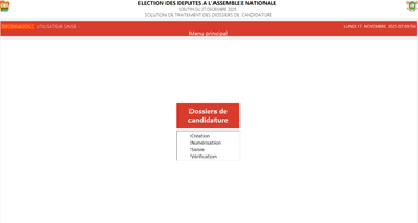 Page de menu traitement dossier